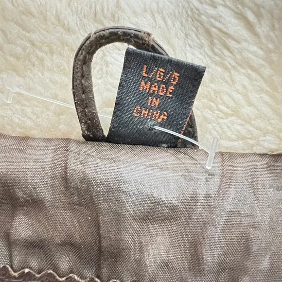 OutBrook Vintage Brown Suede Leather Bomber Jacket Faux Fur Collar Women Large - Picture 5 of 9